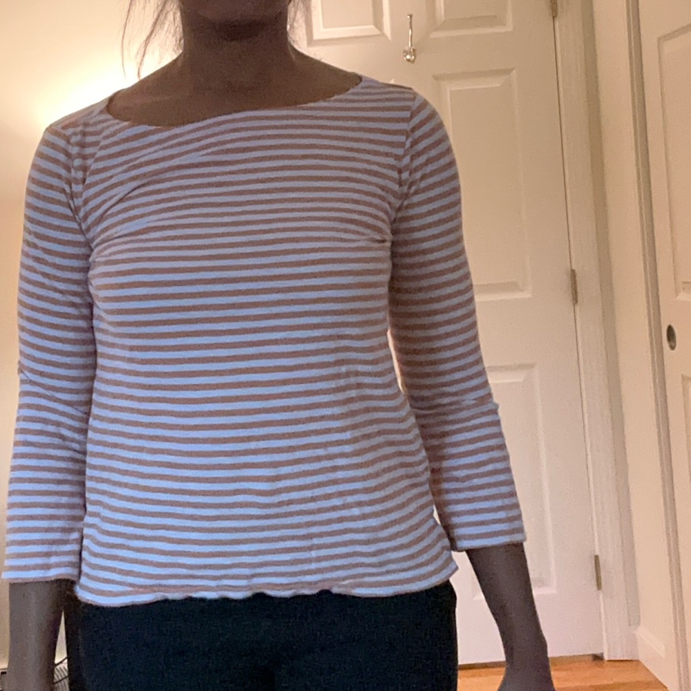J Crew Three Quarter Length Striped Shirt
